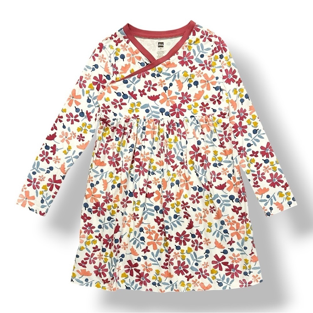 Tea Collection - Floral Long Sleeve Wrap Neck Dress (10)